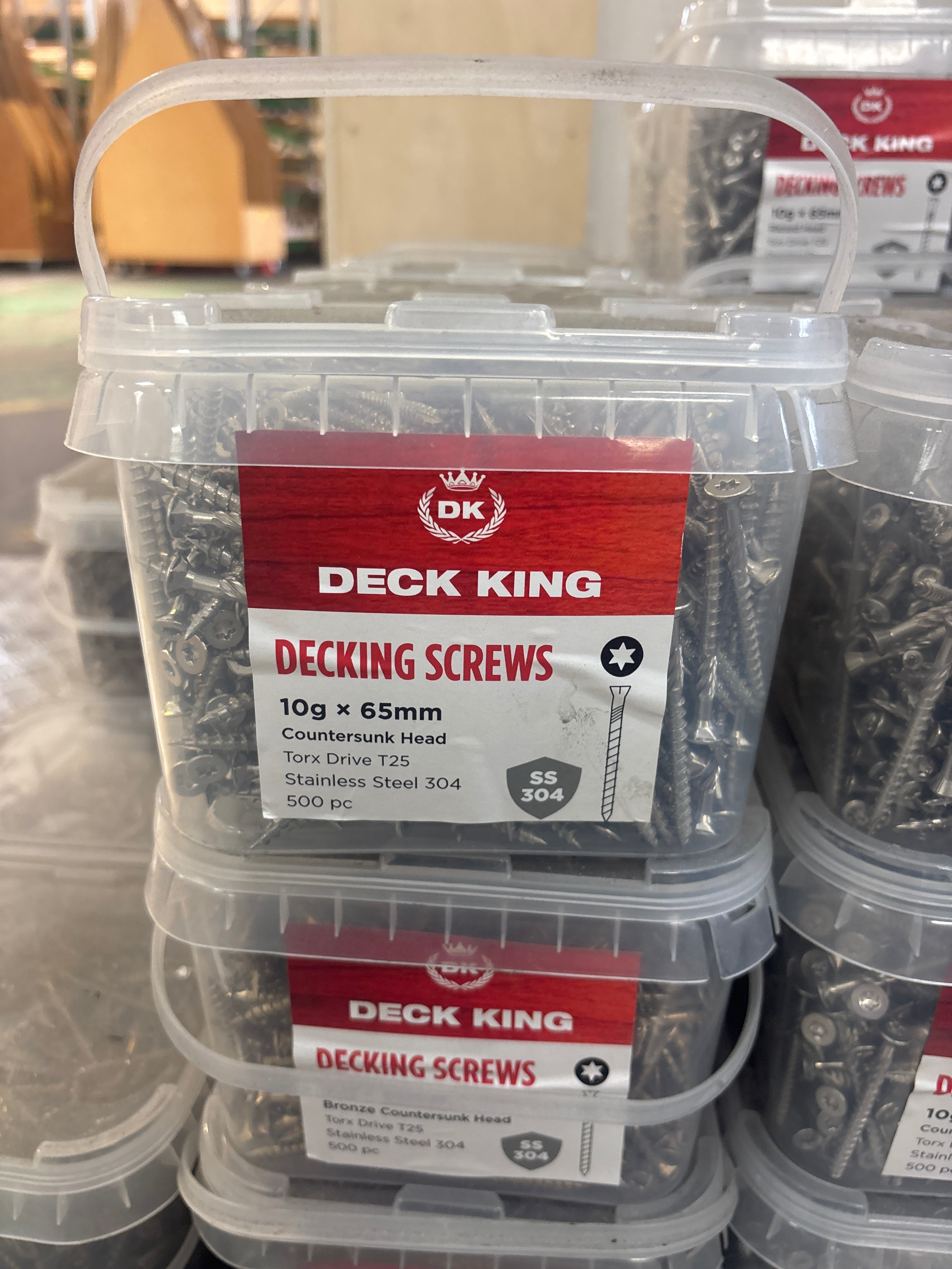 10G X 65 COUNTERSUNK BRONZE SS304 500PC DK DECKING SCREWS