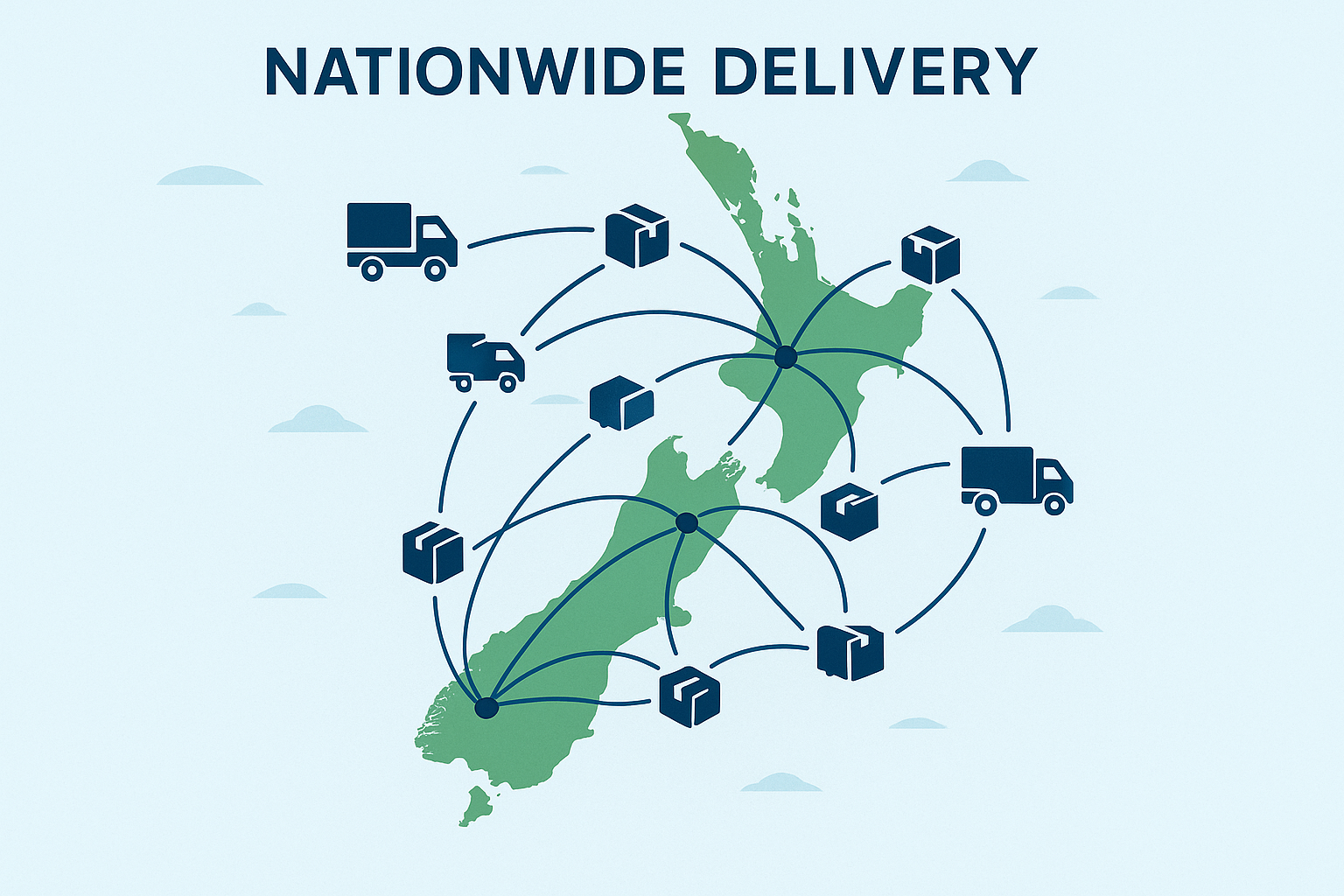 Image of the nz map delivering to all parts of nz