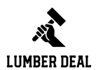 Logo of Lumber Deal with a hand holding a hammer on a white background